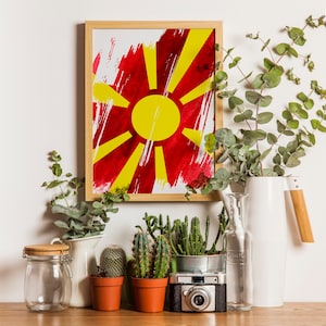 North Macedonia  Flag Print | North Macedonia  Poster | North Macedonia  Wall art print | North Macedonia  Home Decoration | Unframed