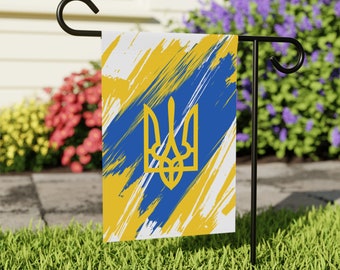 Drapeau de jardin ukrainien, bannière de soutien ukrainienne, décoration de jardin extérieur (12 x 18 po.)