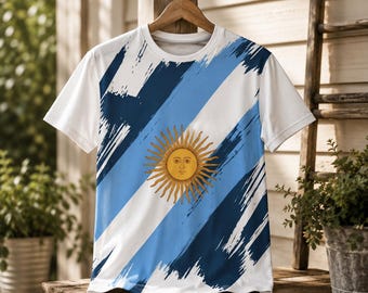 Argentina Flag Soccer T-Shirt, World Cup 2026 Fan Shirt, Argentine Pride Tee