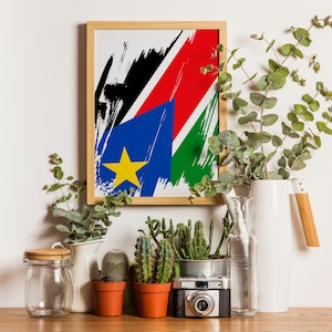 South Sudan Flag Print | South Sudan Poster | South Sudan Wall art print | South Sudan Home Decoration | Unframed