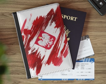 Leren paspoorthouder met Poolse vlag, essentieel voor reizigers en expats, een must-have voor studeren in het buitenland, reislustaccessoire