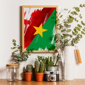 Burkina Faso Flag Print | Burkina Faso Poster | Burkina Faso Wall art print | Burkina Faso Home Decoration | Unframed