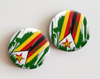 Zimbabwe Flag Pin Button - Custom Pinback, Patriotic Campaign Buttons, Personalized Birthday Pins, Collectible Badge, Metal Pin