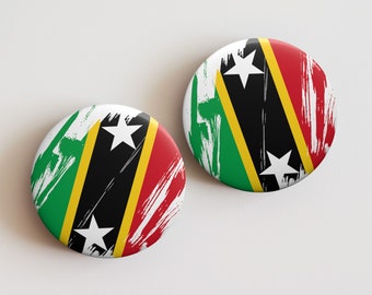 Saint Kitts and Nevis Flag Pin Button - Custom Pinback, Patriotic Campaign Buttons, Personalized Birthday Pins, Collectible Badge, Metal Pin