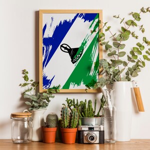 Lesotho Flag Print | Lesotho Poster | Lesotho Wall art print | Lesotho Home Decoration | Unframed