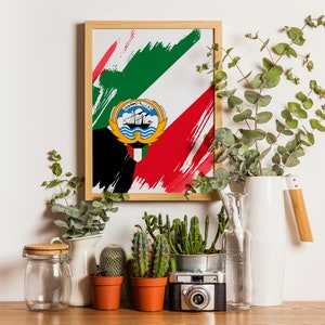 Kuwait Flag Print | Kuwait Poster | Kuwait Wall art print | Kuwait Home Decoration | Unframed
