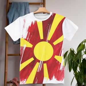 North Macedonia  Flag T-shirt | North Macedonia  T-shirt | All over print Unisex T-shirt with North Macedonia  Flag