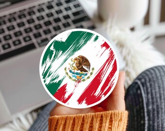 Mexico Flag Vinyl Sticker, Laptop Decal, Weather Resistant