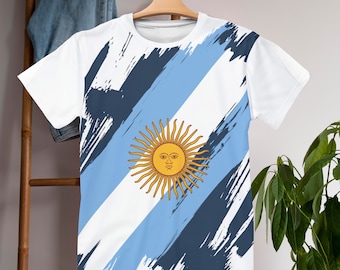 Argentina Flag Soccer T-Shirt, World Cup 2026 Fan Shirt, Argentine Pride Tee