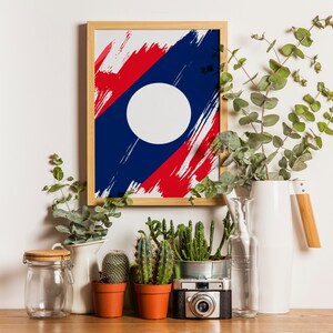 Laos Flag Print | Laos Poster | Laos Wall art print | Laos Home Decoration | Unframed