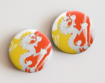 Bhutan Flag Pin Button - Patriotic Collectible Badge