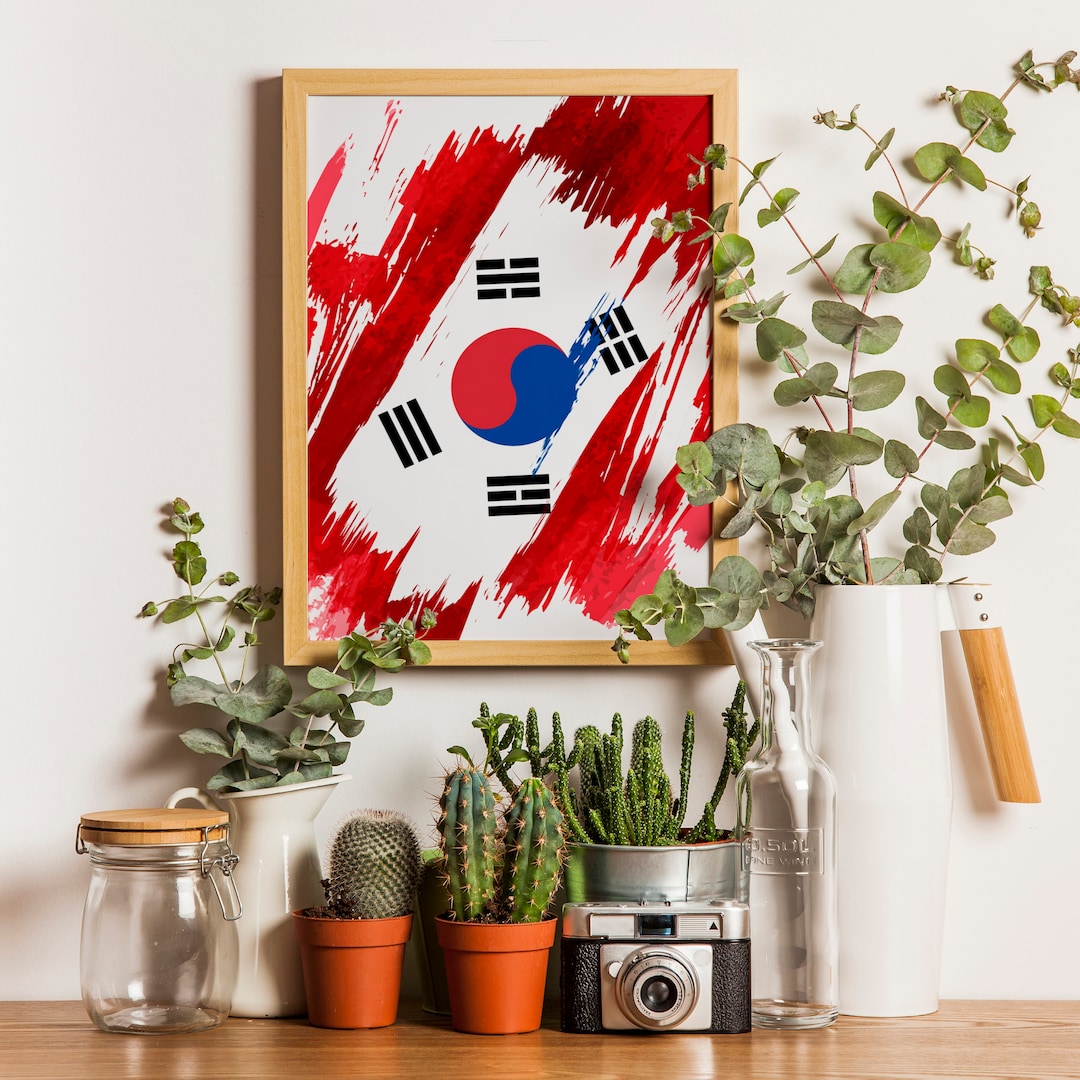 South Korea Flag Print | South Korea Poster | South Korea Wall Art ...