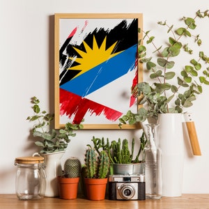 Antigua and Barbuda Flag Print | Antigua and Barbuda Poster | Antigua and Barbuda Wall Art | Antigua and Barbuda Home Decoration | Unframed