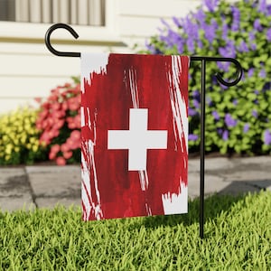Switzerland Garden Flag - Garden & House Banner | Size - 12&quot; x 18&quot; | Double Sided Custom Country Design Print