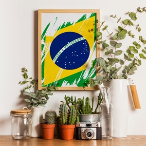 Brazil Flag Print | Brazil Poster | Brazil Wall art print | Brazil Home Decoration | Unframed
