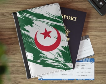 Algerije vlag lederen paspoorthouder, essentieel voor reizigers en expats, studeren in het buitenland must-have, reislustaccessoire