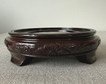 Vintage Hand-Carved Footed Hardwood Display Stand / Plinth