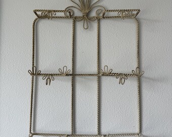 Vintage Teacup and Saucer Display Rack, Twisted Wire Wall Shelf, Cottagecore Decor
