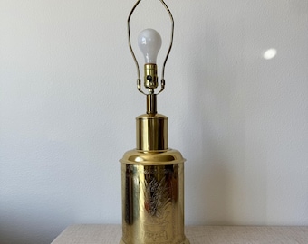 Vintage 1960's Mid-Century Wescal Etched Brass Table Lamp