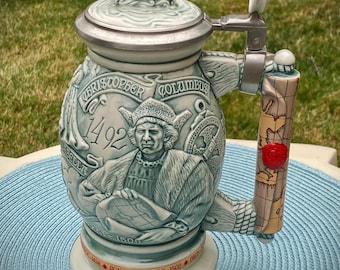 Taza de cerámica coleccionable vintage de Cristóbal Colón, 1492