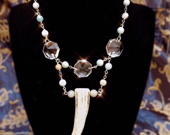 Amazonite Antler & Lead Crystal Necklace warrior Goddess Gear