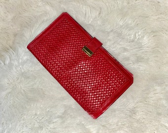 Vintage Red Italian Leather Wallet Clutch PRYM