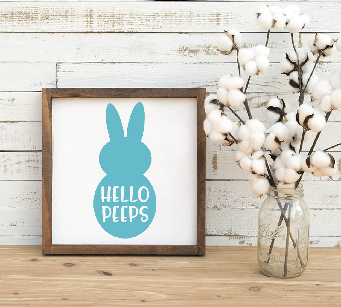 Easter Svg Hello Peeps Svg Easter Decor Design Bunny UXNW | Etsy