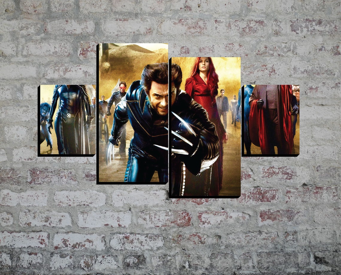 4 Panels X Men Canvas Art Marvel Wolverine XMen Poster Piece Etsy