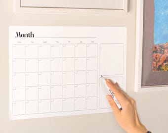 Droog uitwisbare zelfklevende maandplanner – herpositioneerbaar, uitwisbaar, droog uitwisbaar whiteboard