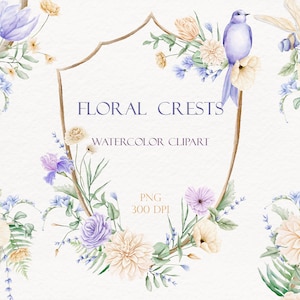 Blumen Hochzeit Aquarell Clipart. Hochzeitsblumen in violett. Zarte Pastell Blumen. Frühling Sommer Einladungskarte Logo Design PNG