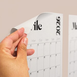 Removable Minimalistic Wall Calendar | 12 Months Adhesive Wall Calendar | 2025 2026 Academic Calendar | Year Wall Calendar