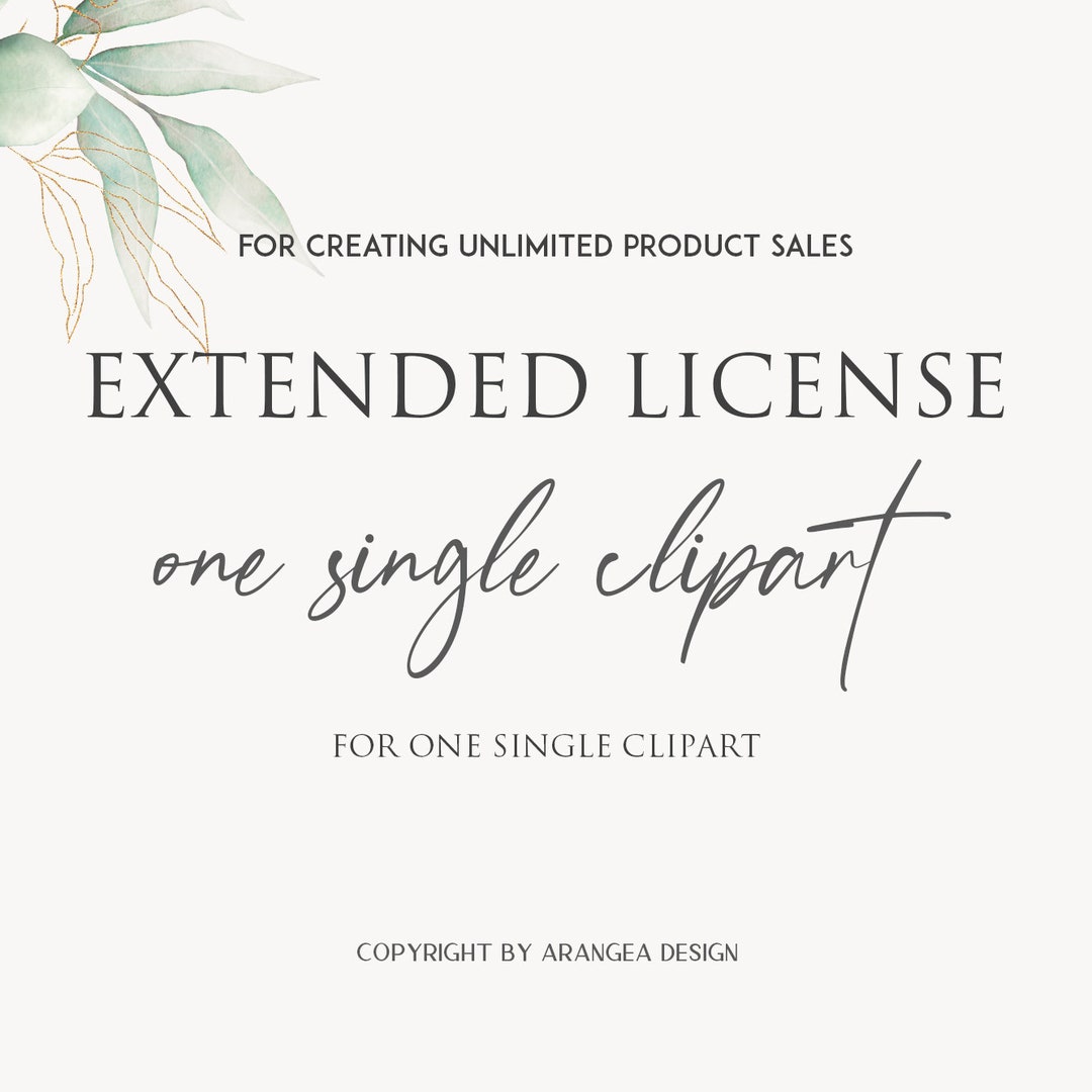 Extended License for 1 SINGLE Clipart From Arangea Design - Etsy