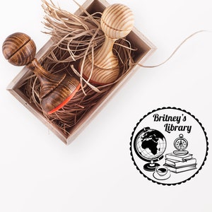 Geography Ex Libris Stamp - Book Library Stamp - Bookplate Stamp Gift - Stempel - Custom Gift Stamp - Ink Stamp - Wooden Book Stamp