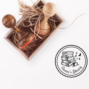 Book and Coffee ExLibris Stamp - Book Library Stamp - Bookplate Stamp Gift - Library Stamp  - Bookworm Gift - Booklover Gift - Custom Gift
