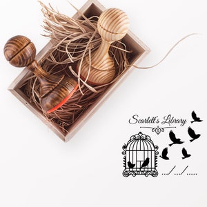 Free birds ExLibris Stamp - Book Library Stamp - Bookplate Stamp Gift - Stempel - Custom Gift Stamp - Ink Stamp - Wooden Book Stamp