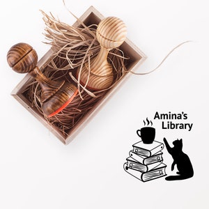 Cat with Books ExLibris Stamp - Book Library Stamp - Bookplate Stamp Gift - Library Stamp  - Bookworm Gift - Booklover Gift - Ink Stamp