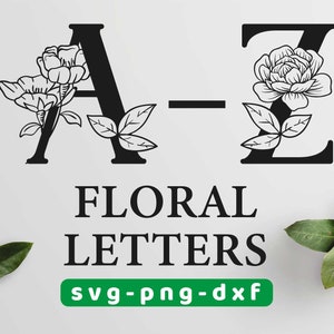 Blumen Monogramm SVG, Split Monogramm Buchstaben, A-Z Floral Monogramm SVG, Floral Buchstaben, Sofort Download, Floral Number SVG, Blumen Initialen