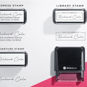 Sello personalizado de autoentintado - Sello de dirección - Sello de biblioteca - Sello de firma - Sello de boda - Sello de dirección de devolución - Sello de carta - Sellos