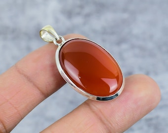 Pendentif En Argent 925 Et Rubis Synthétique - Fait Main, Ovale, Sans Nickel - Neuf Sans Emballage