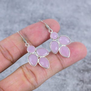 Pink Chalcedony Gemstone Earring, 925 Sterling Silver Earring, Dangle Drop Earring, Women's Earring, Handmade Earring, Gifts For Her