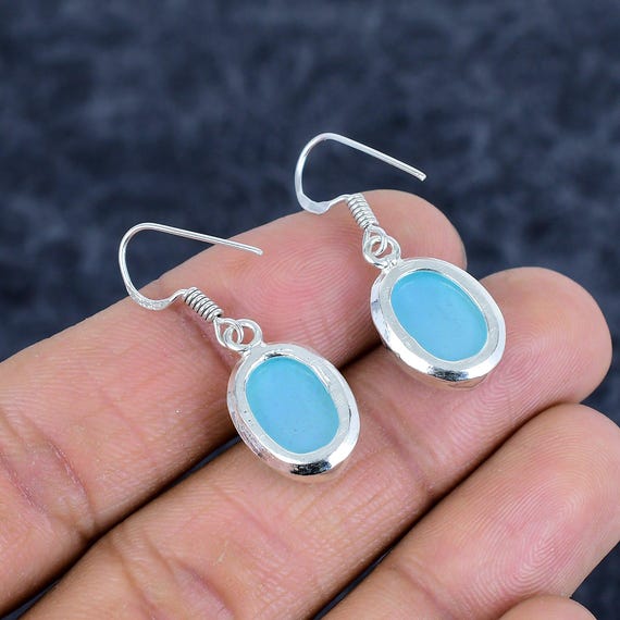 Art Gecko Blue - Orecchini A Bottone In Argento 925 Con Zaffiro Blu Da 5 Mm, Fatti A Mano In India - 2