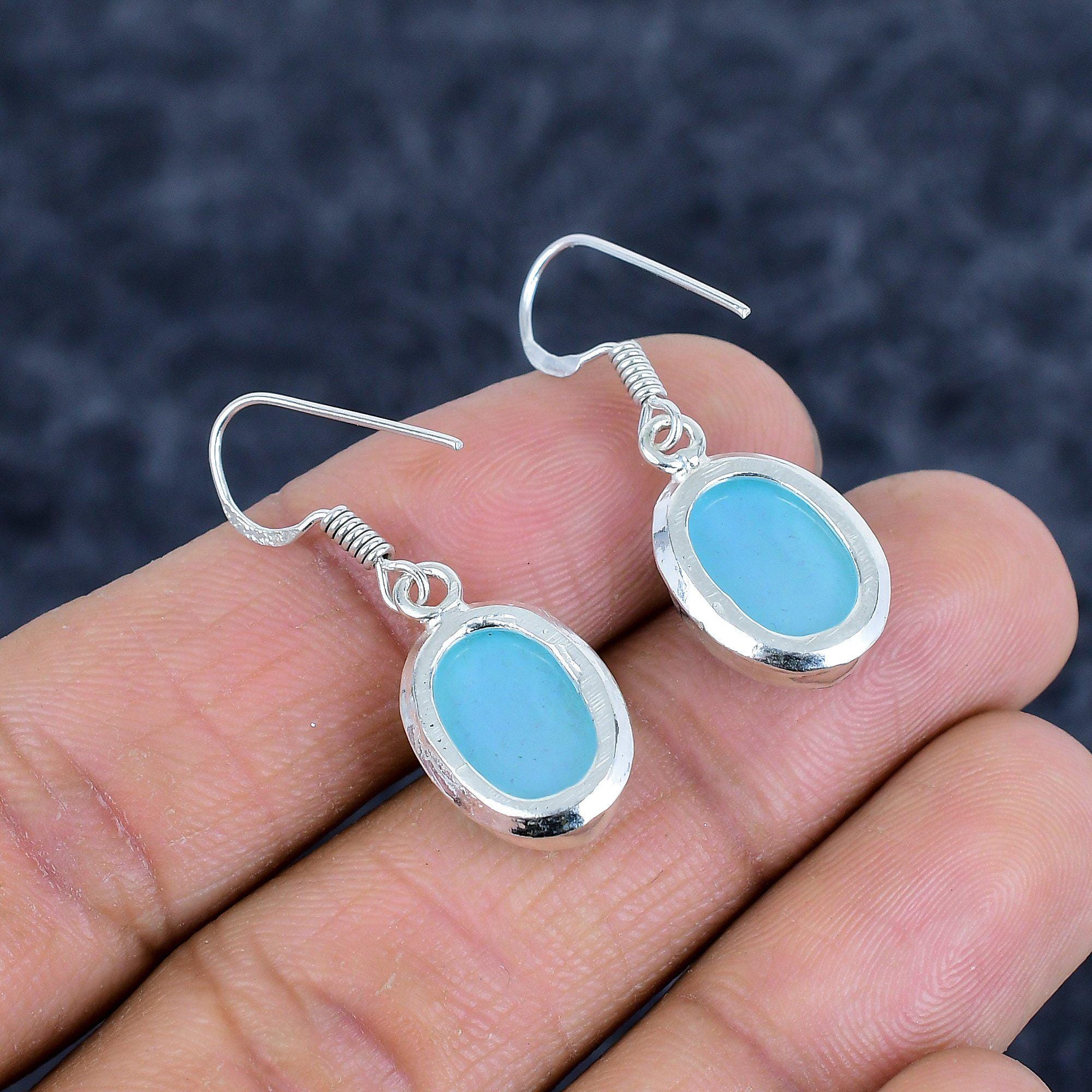 Orecchini Pendenti Fatti A Mano In Argento Sterling 925 Con Pietre Preziose Naturali – Lapislazzuli Blu 8mm, Regalo Per Donna