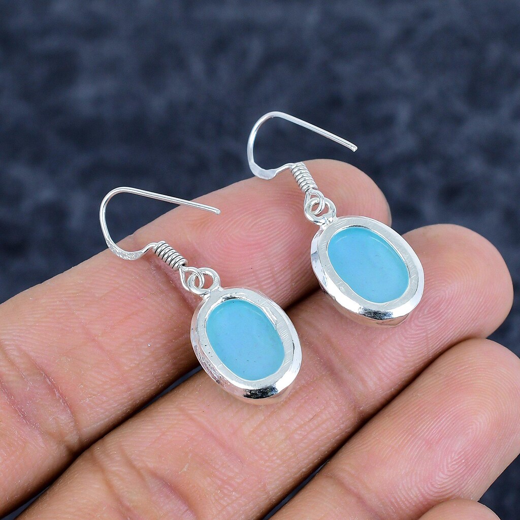 Orecchini Pendenti Fatti A Mano In Argento Sterling 925 Con Pietre Preziose Naturali – Lapislazzuli Blu 8mm, Regalo Per Donna