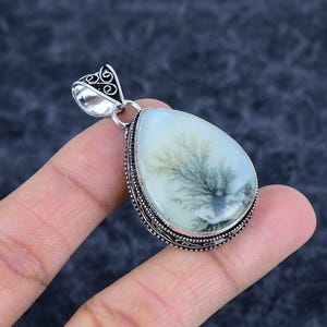 Scenic Dendrite Agate Gemstone Pendant, 925 Sterling Silver Pendant, Handcrafted Silver Jewelry, Gemstone Pendant For Necklace, Gift For Her