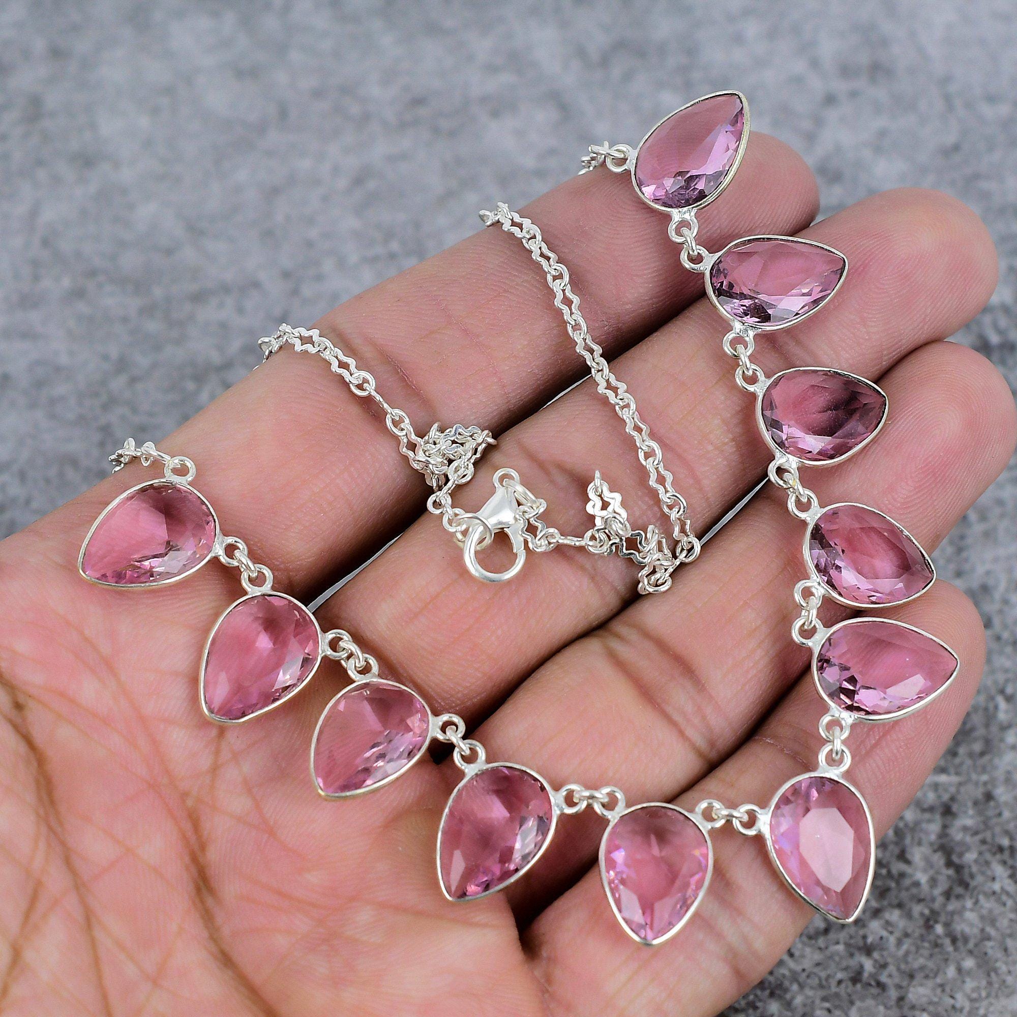 Collana Gioiello Regalo Pietre Preziose Kunzite Rosa Tormalina - Foto 9