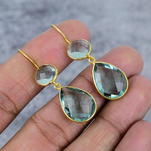 Aqua Apatite Earring Handmade Gemstone 925 Sterling Silver Earring Gemstone Jewelry Silver Jewelry Aqua Crystal Drops Dangle Earring