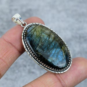 Pendentif labradorite bleue, pendentif en argent sterling 925, pendentif fait main en labradorite, pendentif pour colliers, cadeau de Noël pour femme