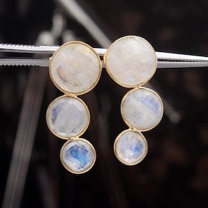 Rainbow Moonstone Earrings - 925 Silver Earrings - 18k Gold Plated Earrings - Handmade Earringn - Rainbow Moonstone Earrings - Gift For Her~