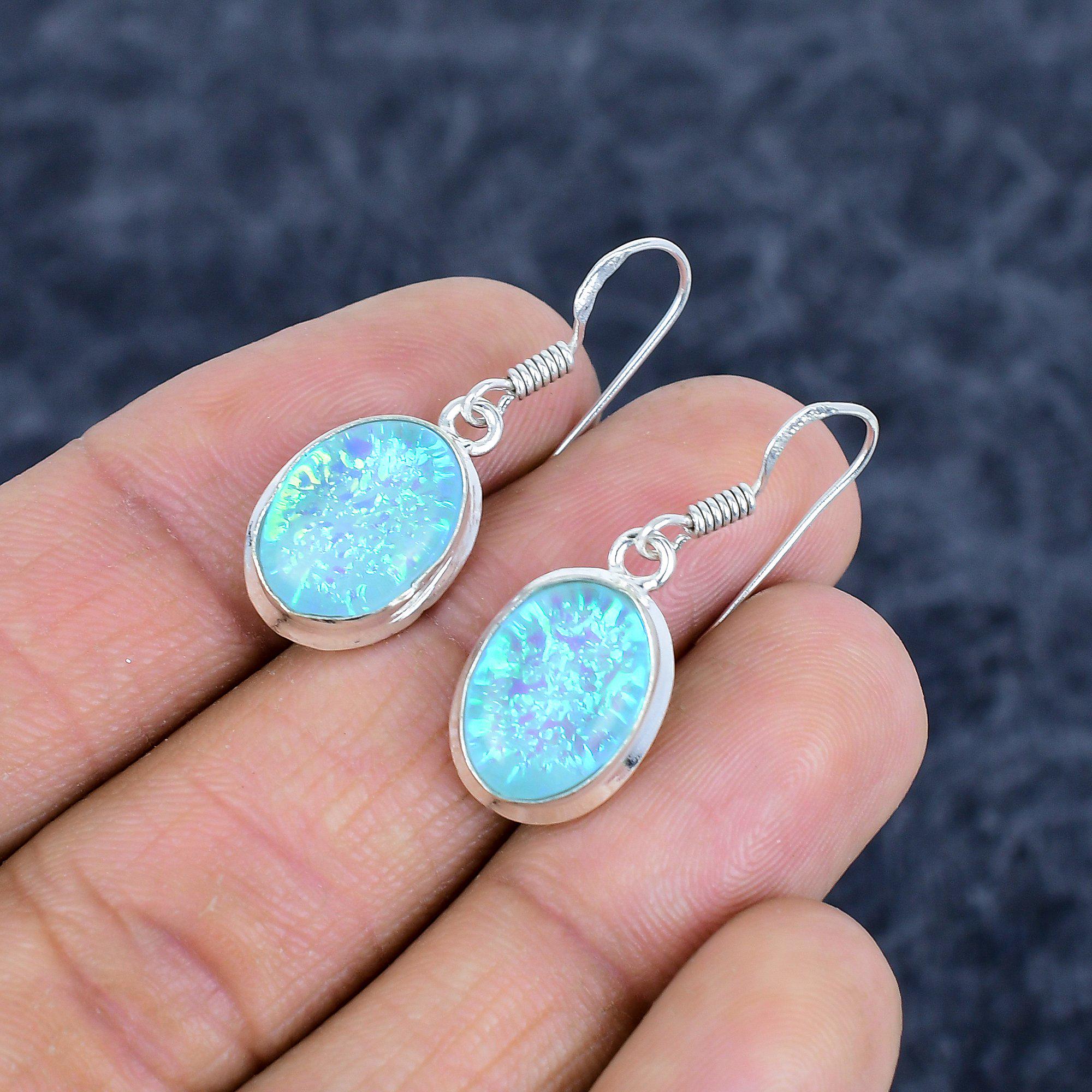 Orecchini Regalo Per Lei POPLYKE Opalo/onice Nero/Larimar/pietra Di Luna /acquamarina/perla/ambra/labradorite/turchese/malachite/lapis Lazzuli Leverback Orecchini In Argento Pandora Orecchini