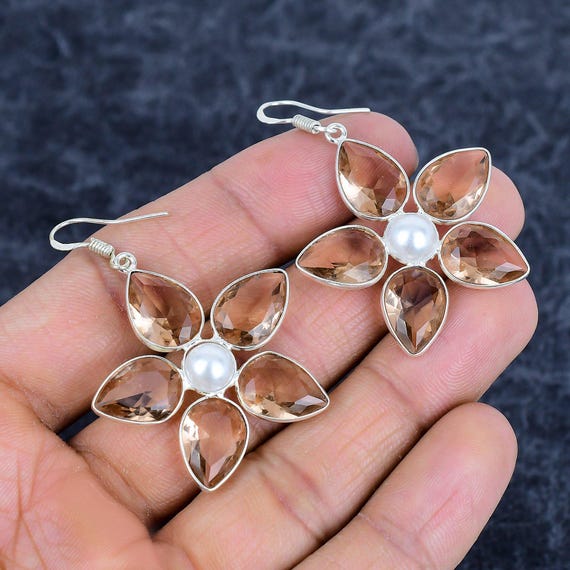 Orecchini A Fiore In Argento 925 Placcato Oro Rosa: Con Perla E Zirconi, Regalo In Scatola, Anallergici - 4